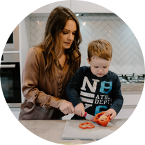 a family cooking together in the kitchen